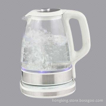 1.7L Electric Glass Kettle with Blue LED Lamp, Digital Control, Borosilicate Glass Body